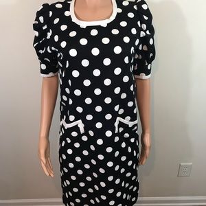 VINTAGE 1980’s Givechy Blk&Wht Poka-Dot Dress - 8